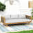 Armed Daybed, Wood Built, Water- Grey Cushions, Slat Paneled Furniture, 67.12w 31.98d 24.1h, Assembly Required 3 Seater Daybed With Arm Supports, Wood, Sunbed, 67.12 X 31.98 24.1,