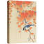Oiseau bleu avec feuilles d'automne, images d'oiseaux japonais rétro, impression sur toile encadrée-123501885-123501890