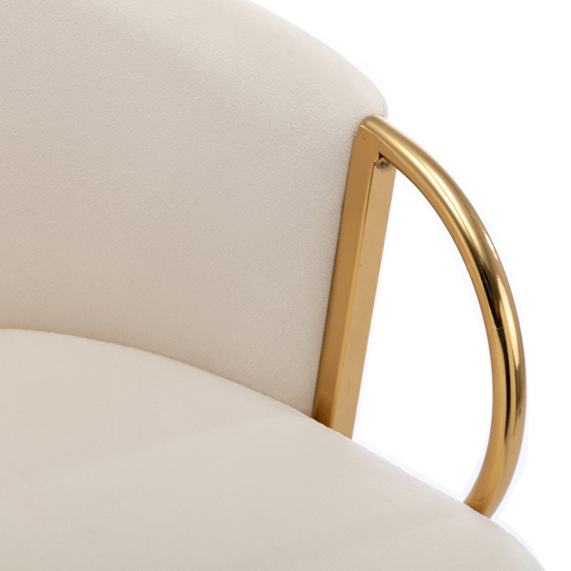 Upholstered 26.79'' Seat Height Counter Stool with Metal Frame, 2 Pieces/Set, Cream
