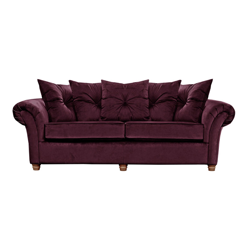 Lila 3 Seater Velvet Sofa, Aubergine