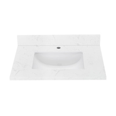 Engineered Stone Single Bathroom Vanity Top With Center Sink