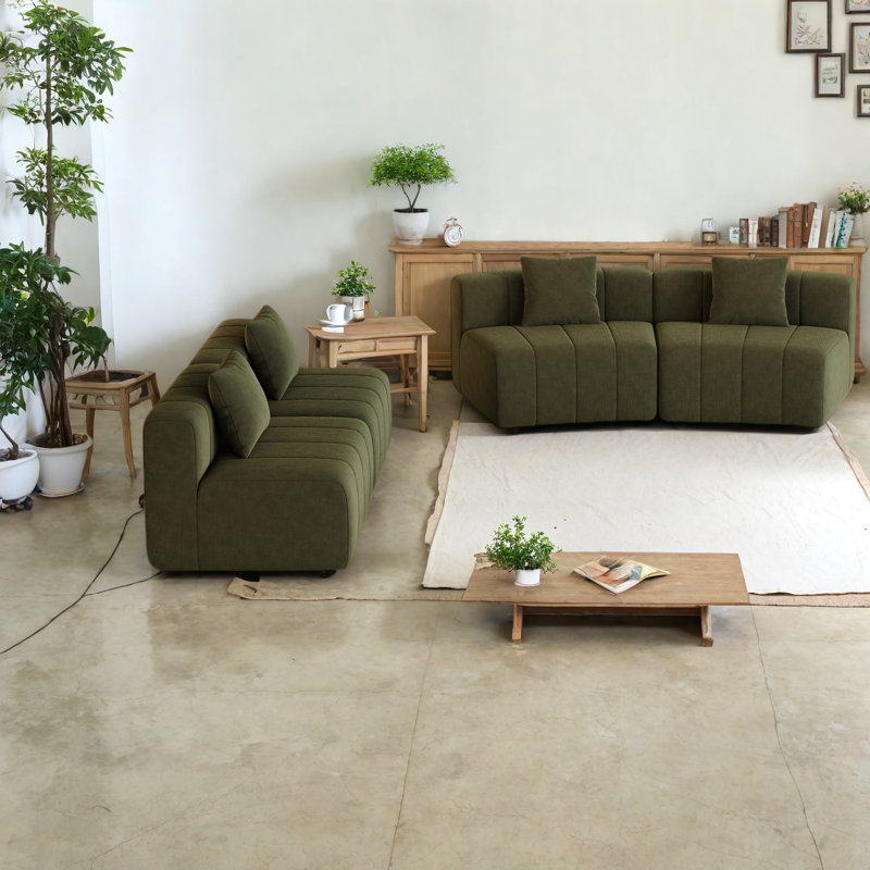 Space-saving Chenille Sectionals, Green Modular Design For Modern Home
