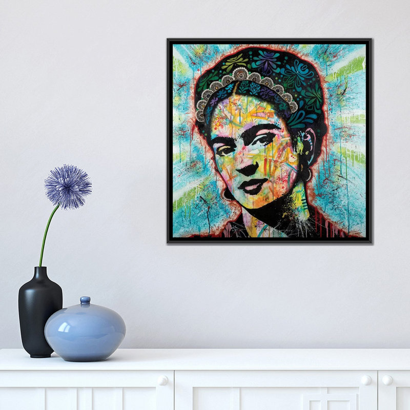 «Frida», impression sur toile, H 18 po x l 18 po x P 1,5 po, Toile encadrée noire, Pas de tapis