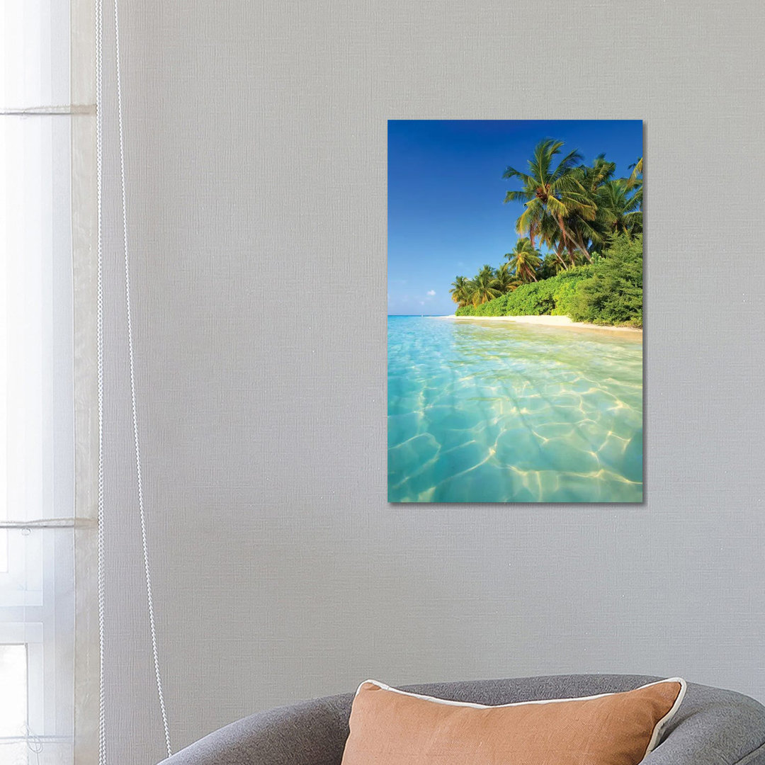 Tropical Beach In The Maldives - Wrapped Canvas Print