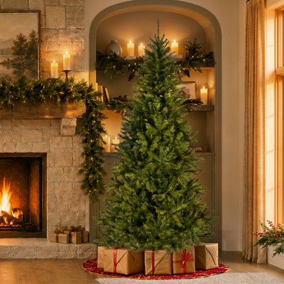 Sapin de Noël artificiel vert à charnières de 10 pi avec 1500 lumières claires