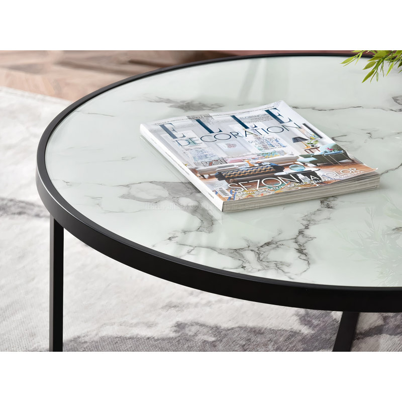 Adama Abstract Coffee Table, White marble black