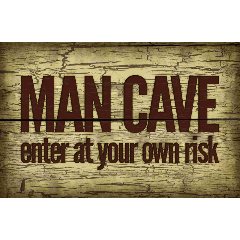 Wood Man Cave - Impression sur toile tendue, H 8 po x l 12 po