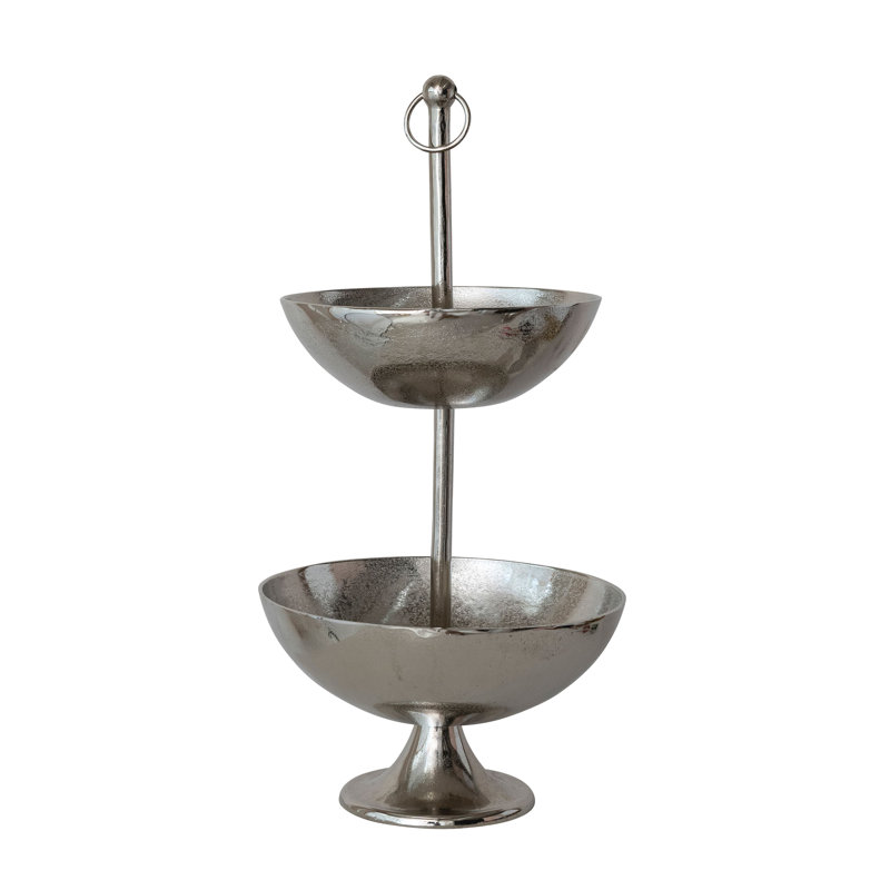 Nickel-Finished Aluminum Reclaimed Wood Tiered Server