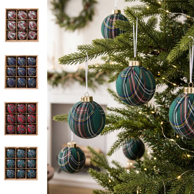 Boules de Noël, décorations de Noël, ensemble de 9 boules de Noël floquées, décorations de Noël variées, utilisables pour d'autres fêtes.