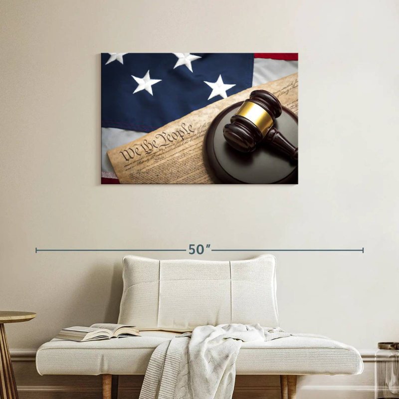 Justice, drapeau américain, H 24 po x l 36 po
