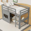 Lit mezzanine en bois avec tableau noir, aire de jeu et barrières de sécurité-2133229901-2133229903