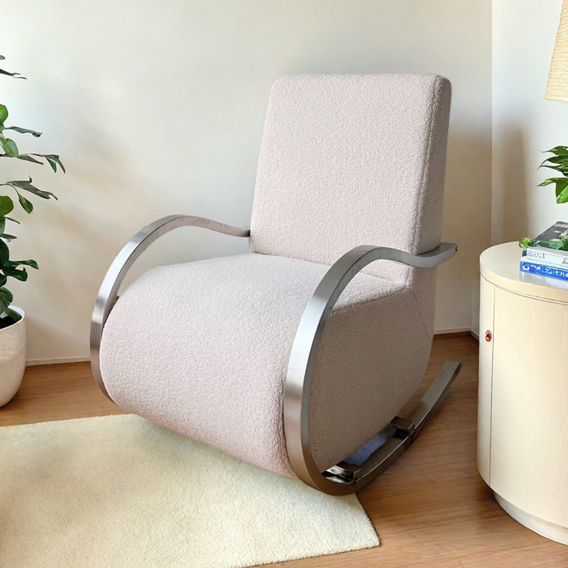 Modern Single Rocking Chair with Metal Base