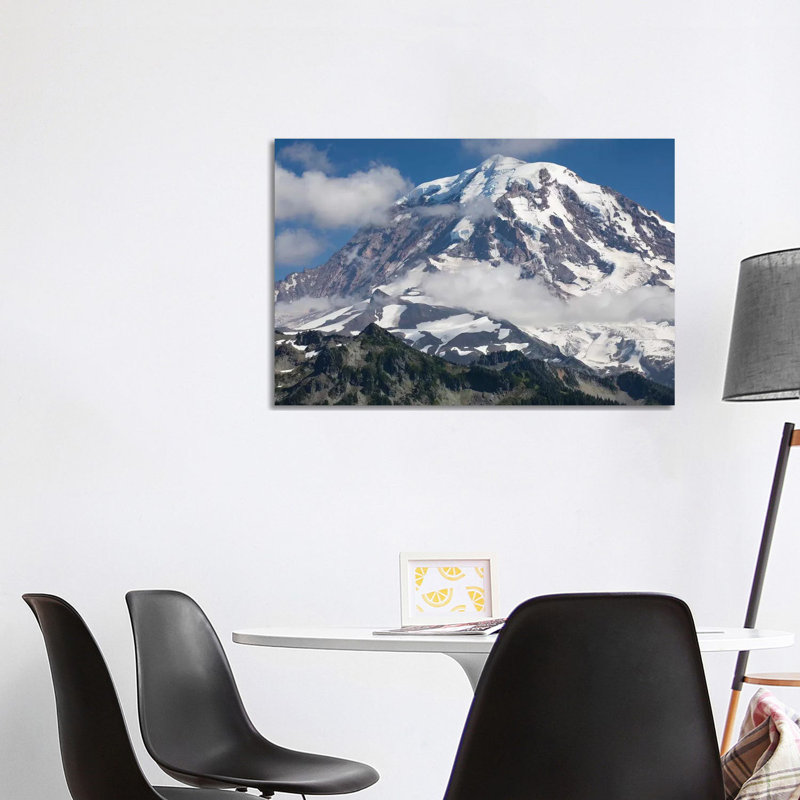 Clouds Over Snow Covered Mountain, Mount Rainier National Park, Washington State, USA 1 Piece Wrapped Canvas Wall Art