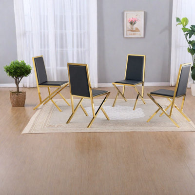 Comfortable Dining Chairs, Pu Leather Metal Set Of 4, Modern Kitchen
