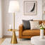 Lampe sur pied 67,5 po en laiton brossé avec table d'appoint intégrée, lampe sur pied à base cône en lin blanc à abat-jour 17 po, lampe sur pied avec tablette pour le vestibule de la chambre à coucher dans le salon, lampe décorative moderne Mid-Century, douille E26