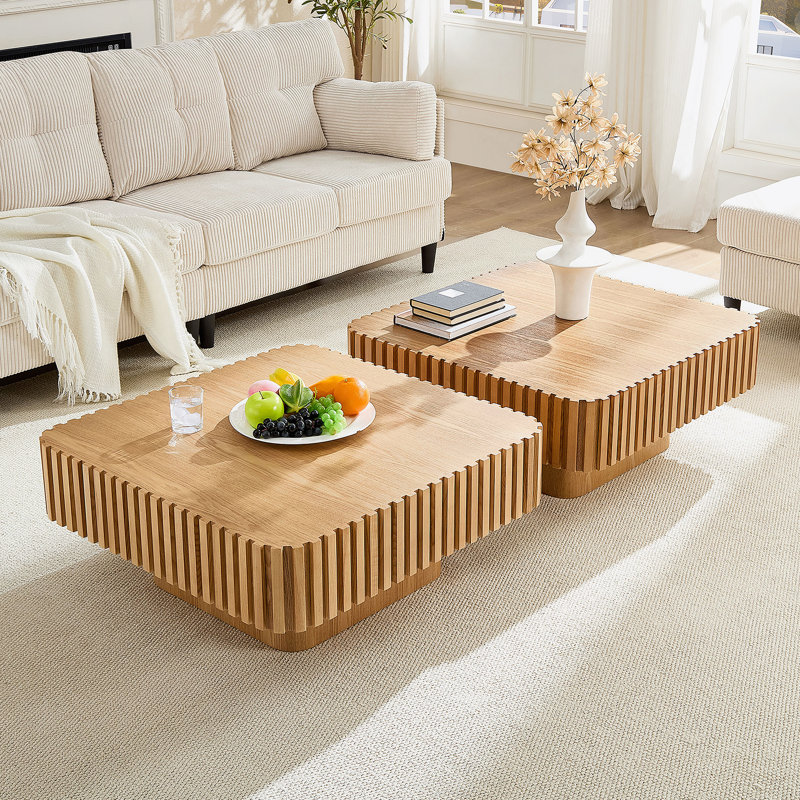 Ensemble de 2 pièces de table basse carrée 31,5 pouces Handcraft, Naturel