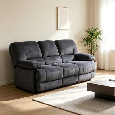 3-Seater Dual Reclining Massage Sofa with Plush Fabric
