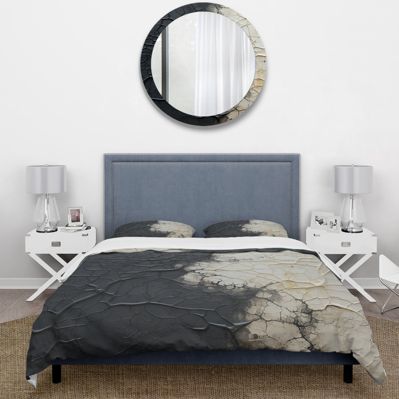 Ensemble de housse de couette White And Black Abstract Split - Abstract Shapes