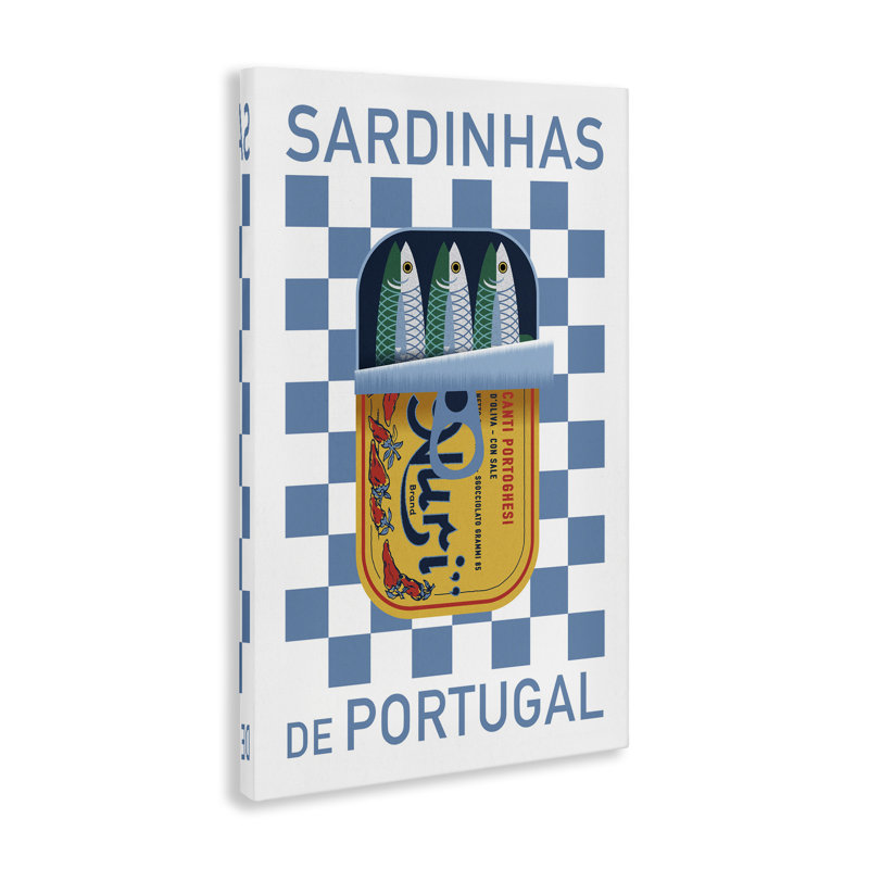 Toile portugaise "sardines" par Victoria Barnes, H 24 po x l 16 po