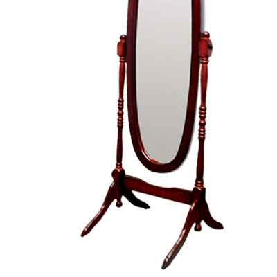 Miroir de plancher 58,91 po cerise ovale en bois - Inclinable et réglable sans restrictions