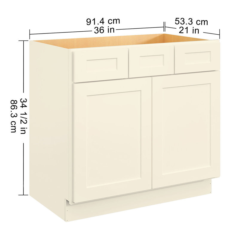 Meuble-lavabo léger antique en contreplaqué blanc pour cuisine et salle de bain 36 po x 21 po x 34,5 po, Blanc antique