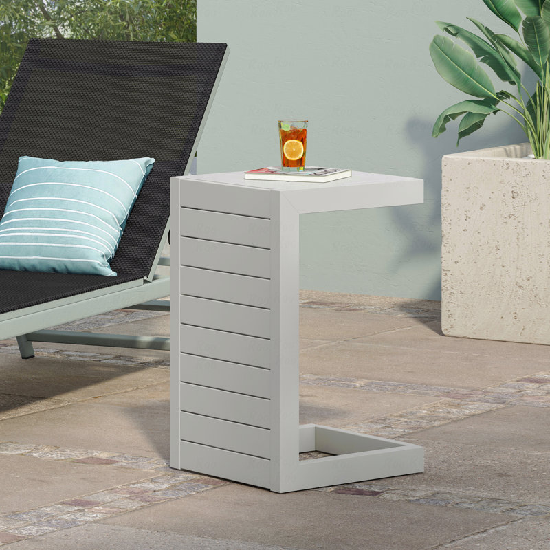 C-Shaped Patio Table, White
