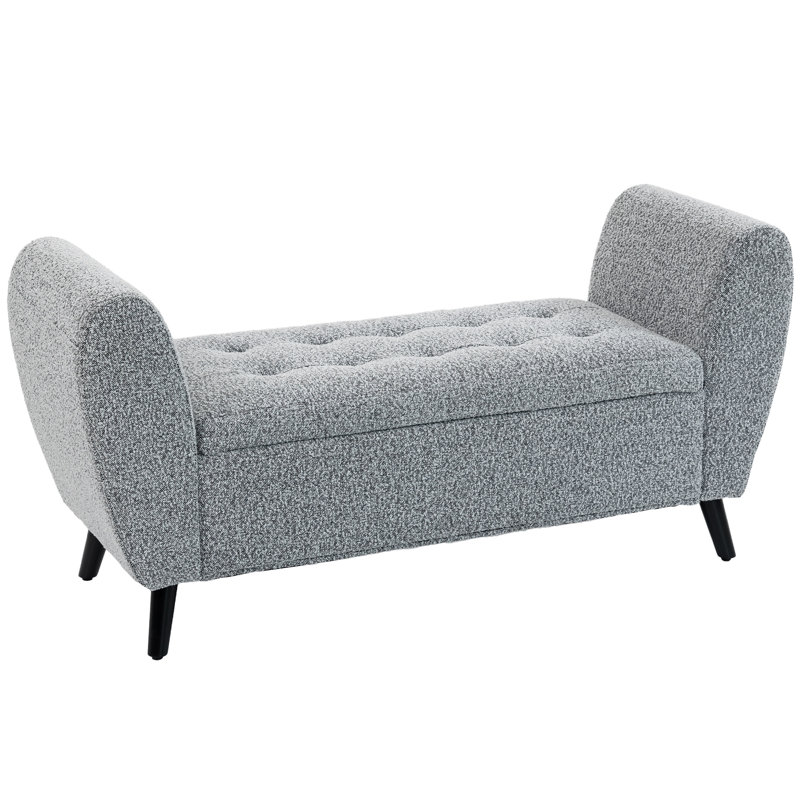 Banc de rangement rembourré, banc de repose-pieds moderne avec accoudoirs, gris, Gris