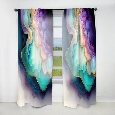 Blue Purple Abstract Geode II - Modern Velvet Curtain - Room Darkening - 1 panel