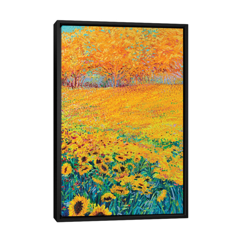 « iris scott-tournesol triptyque panel iii », reproduction d’art sur toile tendue, H 26 po x l 18 po x P 1,5 po, Pas de tapis