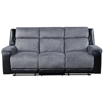 ALICIA GREY/BLACK RECLINING SOFA And LOVESEAT