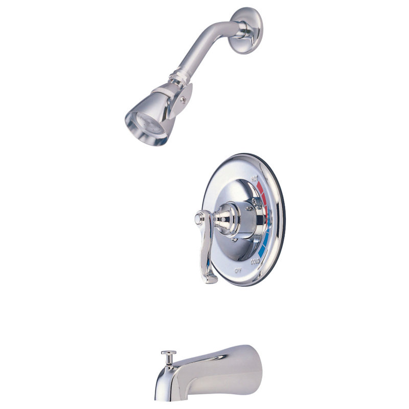 Robinet de baignoire et douche à pression équilibrée à poignée simple Kingston Brass Royale, Chrome poli