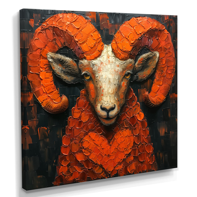 «Orange Orange Astrology Fiery Heart Aries - Astronomie Bélier, art mural», Toile tendue, H 36 po x l 36 po