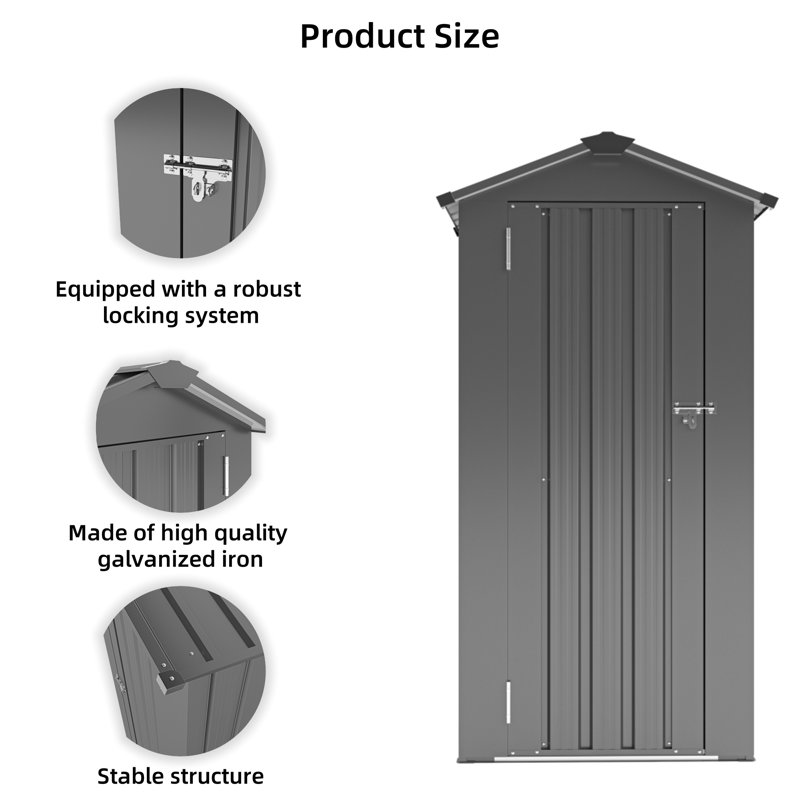 Quality Galvanized Iron Decking Tool Shed, Black