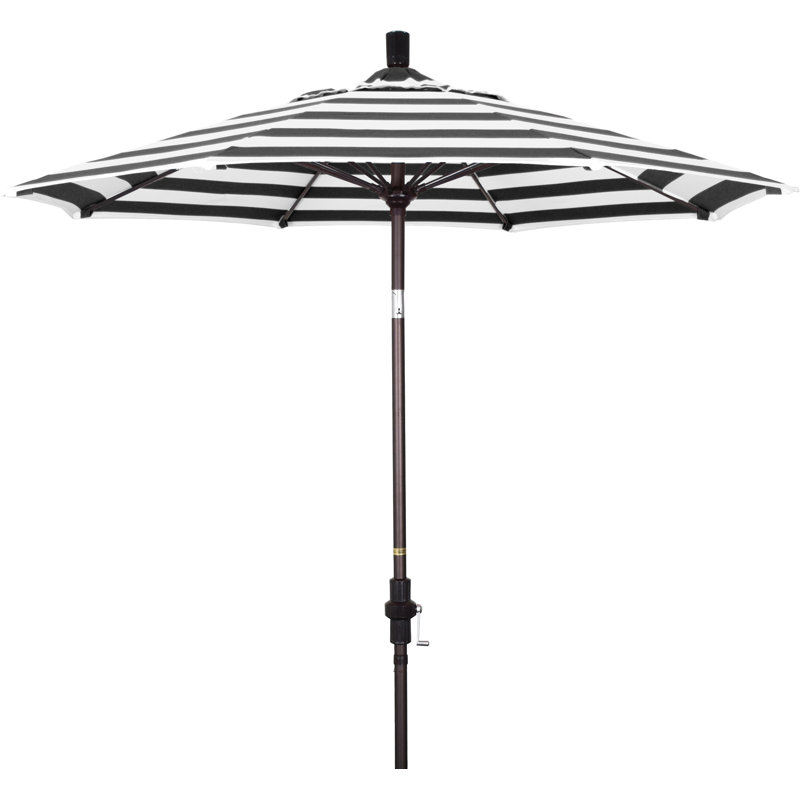 Parasol de marché 7,5 pi Sunbrella, Sunbrella® régate Cabana, Cabana classique à rayures noires Sunbrella®