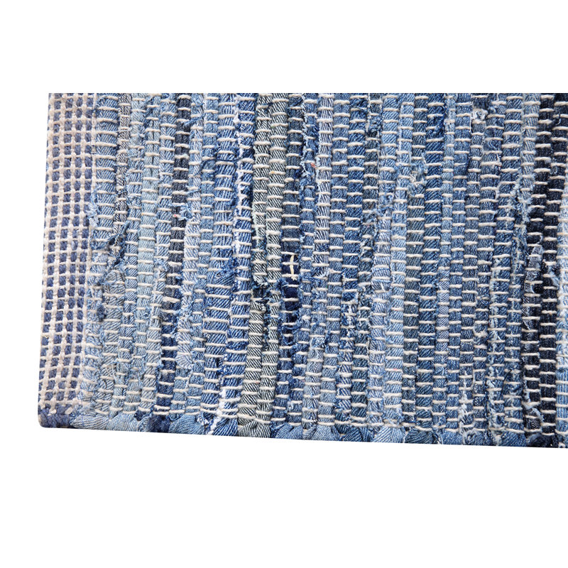 Jakes Striped Cotton Hand Woven Area Rug, Rectangle 90 x 150cm