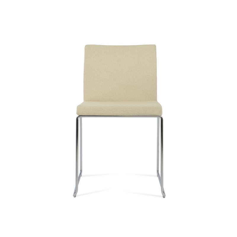 Chaise empilable en laine Aria, Chrome chrome, Ambre