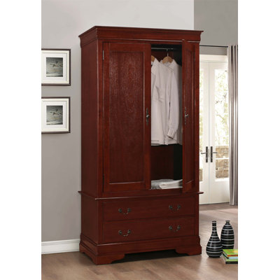 Elegant Cherry Wood Armoire with Spacious Storage and Traditional Design, Perfect for Organizing and Enhancing Your Home Decor.