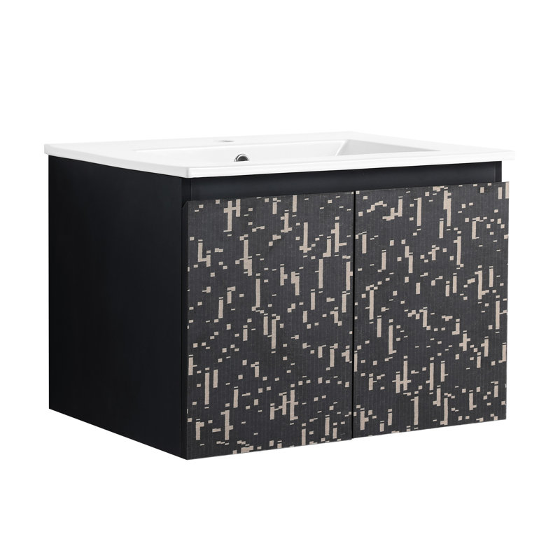 Meuble-lavabo mural 24 po avec lavabo en céramique et porte 24 po