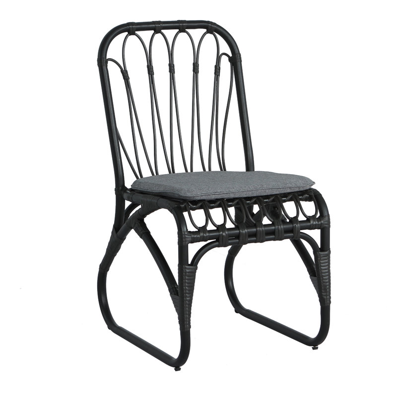 Durable Outdoor PE Wicker Dining Chairs with Washable Cushions, Perfect for Patio, Garden, and Poolside Relaxation, Black