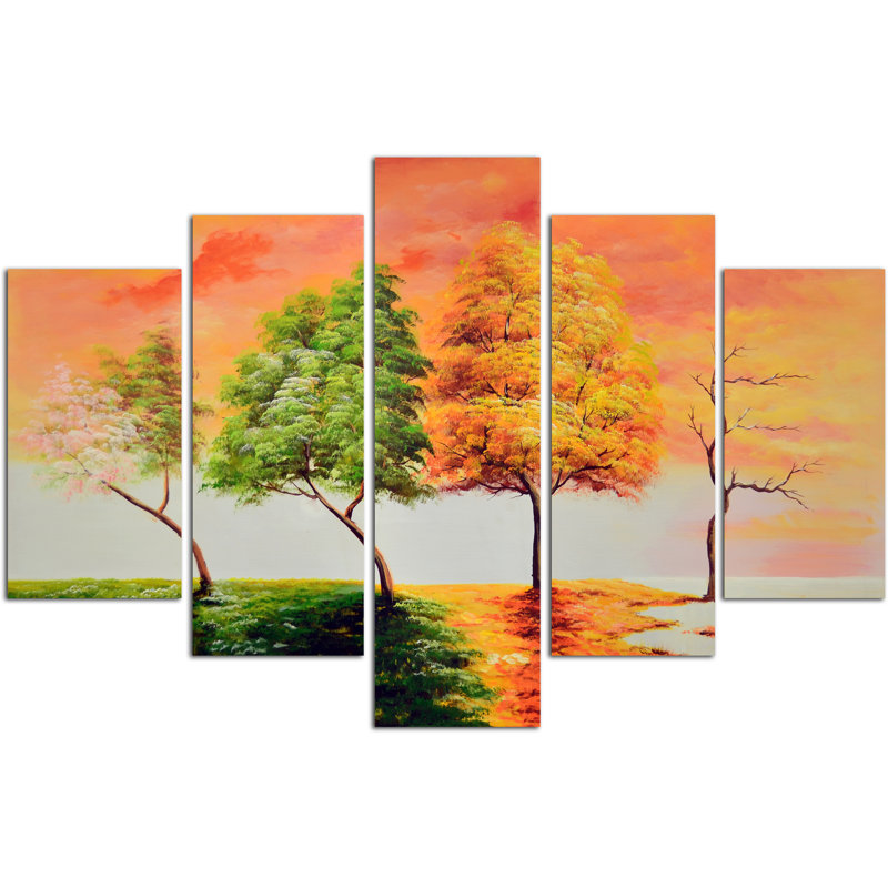 « saisonnier trees », ensemble de 5 peintures sur toiles