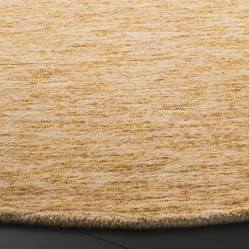 Himalaya Handloomed Wool Cotton Rug in Gold, Round 6'