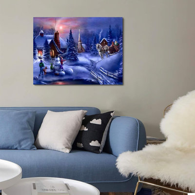 Joyeux Noël, impressions sur toile murales, photos de Noël, peintures murales pour le salon de la chambre à coucher - 24 po x 18 po