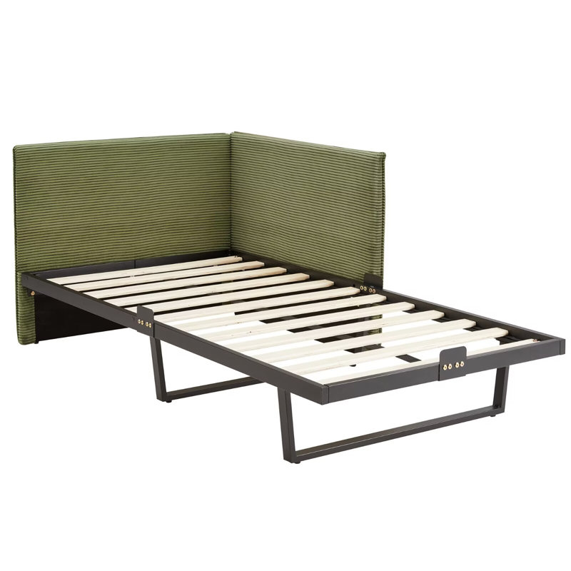 Abdiqani Twin Corduroy Upholstered Daybed, Moss Green