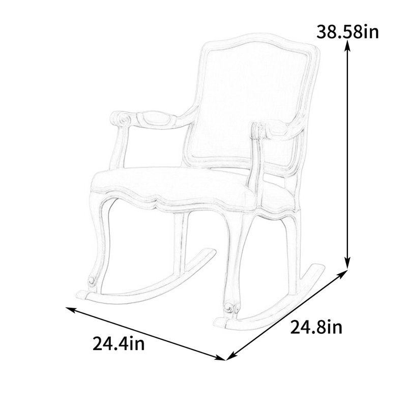 Chaise berçante confortable en bois massif ergonomique, Rose