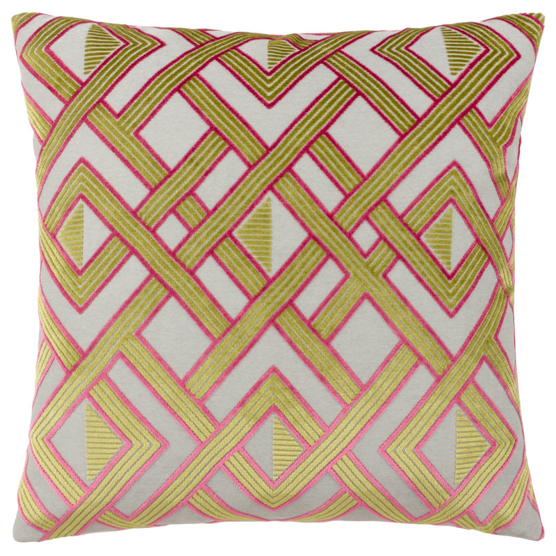 Henley Geometric Square Cushion, Green