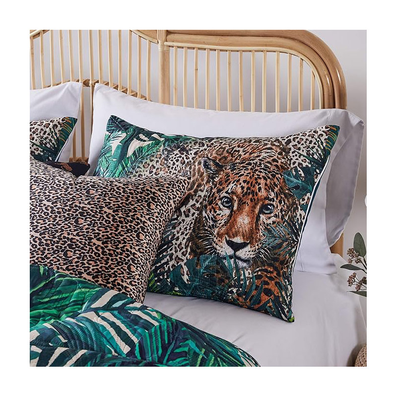 Greenland Home Fasions Jungle Cat Teal Standard Sham, 20x26, Standard