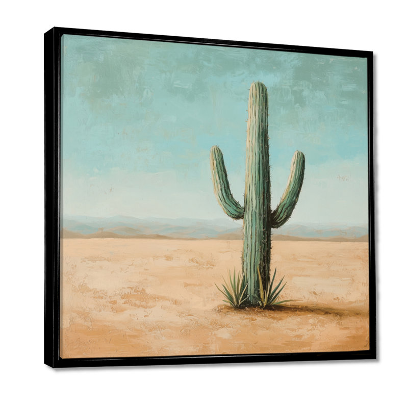 Cactus dans le désert III - Cactus, art mural, Impression encadrée flottante, Noir, noir, noir, noir, H 16 po x l 16 po