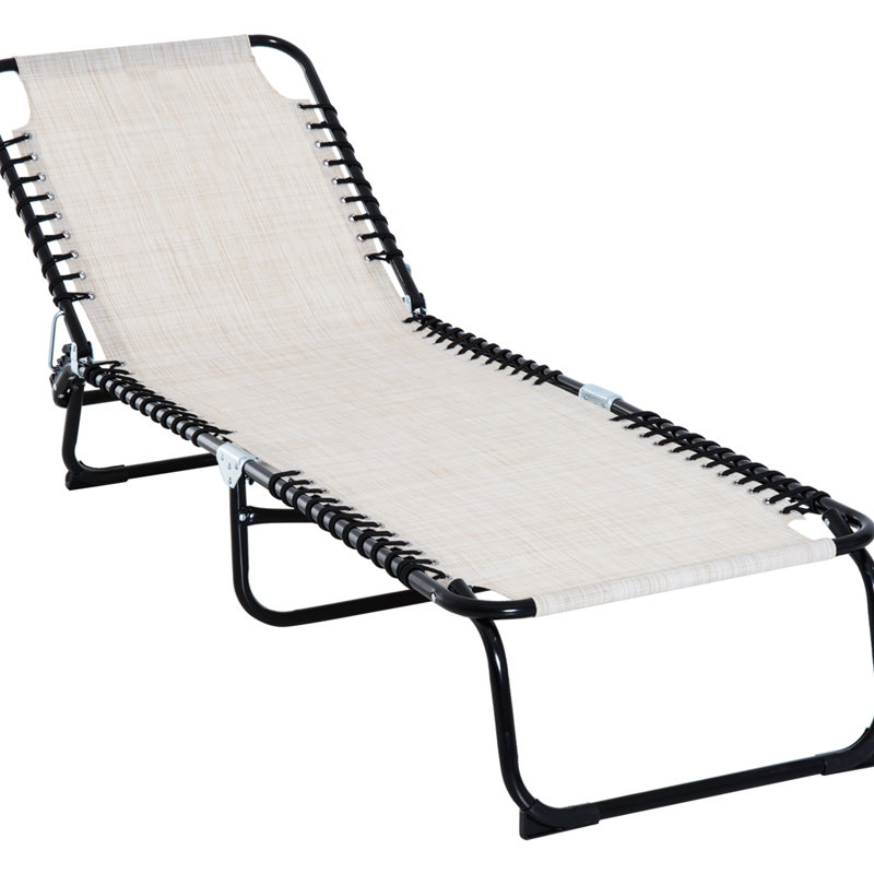 4 chaises réglables - filet respirant, pliable, blanc crème pour l'extérieur, patio, plage, inclinable