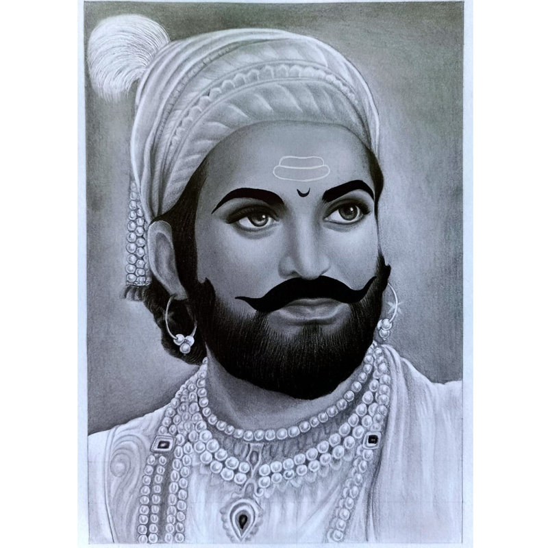 Portrait de Shivaji Maharaj | Graphite moyen | Par Sunil Kumar