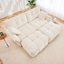 Ensemble de canapé 2 places avec 2 repose-pieds et coussins décoratifs en chenille moelleuse idéale pour un salon ou un dortoir en blanc-860876994-851845844
